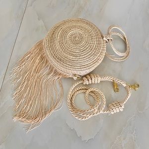 Straw Woven Fringe Bag